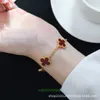 Bedelarmbanden luxe van klaverontwerper armband S925 Sterling zilver vier blad gras licht net rood geluk vijf bloem dubbelzijdig wit met doos