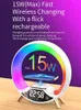 Wireless Chargers 15W Multifunctional Wireless Charger Alarm Clock RGB Color Ambient Light Night Light Sunrise Analog Wake Up for bedroom YQ240105