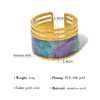 Anéis de cluster selvagem livre vintage luxo aço inoxidável para mulheres concha natural chique requintado anel largo jóias estéticas à prova d'água