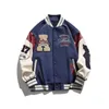 American High Street Chaqueta de béisbol bordada Hombres Retro Hip-hop Ropa suelta para parejas Moda Uniforme de motocicleta personalizado 240105