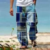 Calças masculinas calças verão praia cordão elástico cintura 3d impressão listra deslizamento sweatpants atlético memória espuma h