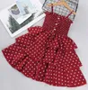 Girl039s Dresses 2021 Toddler Child Baby Girls039 Red Polka Dot Printing Suspender Sleeveless Princess Cascade Dress Silm Sl7201602