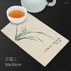 Guardanapos de chá toalha absorvente retangular tecido estilo chinês almofada pequena toalha de mesa quadrada 30 20cm