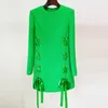 1122 XXL 2024 Spring Autumn Runway Dresses Dress Long Sleeve Womens Dress White Green Empire Fashion Womens Crew Neck OULAID