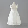 Süße Mädchen Welle Spitze Tüll Kleider Kinder Gaze Falbala Revers Prinzessin Kleidung 2024 Sommer Kinder Geburtstag Party Kleid Z6506