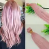 Väver varmrosa färgglada mänskliga hårvävförlängningar rosguld brasiliansk rak remy rosa hårbuntar för sommar grossist