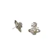 Viviennely Westwoodly Wood Earrings Women's Dandelion Earrings Full Diamond Earrings Luxury Light