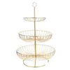 Dinnerware Sets Large 3-Tier Fruit Basket For Kitchen Metal Storage Stand Vegetable Iron Wire Rack Bread Drop Delivery Home Garden Din Otrpa