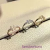 Anello Tifannism Classico temperamen popolare Nuovo coreano doppia lettera T anello aperto strato di diamanti intarsiato argento nudo versatile alla moda e con scatola originale