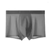 Underpants High Quality Men's Underwear Ice Silk Thin Traceless Breathable Flat Corner Pants Solid Mid Rise