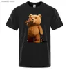 Men's T-Shirts Lovely Ted Bear Drink Beer Poster Funny Printed T-Shirt Men Fashion Casual Short Sleeves Loose Oversize Tee Street Hip Hop Tops T240105