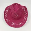 Berretti in tessuto rosa cappello da cowboy occidentale cavo per uomo donna estate all'aperto cowgirl spiaggia sole paglia Sombrero Hombre