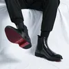 Moda Nero Rosso Stivaletti Chelsea da uomo Autunno Inverno Stivaletti con tacco piatto a punta Stivaletti casual da lavoro in vera pelle di qualità 240104