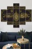ゴールデンコーランアラビア語書道イスラム壁アートポスターと印刷イスラム教徒の宗教5パネルキャンバス絵画家装飾写真lj21217816
