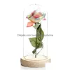 Bomboniera Regalo di San Valentino Vetro Er Rose Bomboniera Led Light Simation Immortale Rose eterne Scatola di fiori Confezione 7 colori Drop Dholx