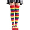 Women Socks Wholesale 50Pairs Thigh High Knee Ladies Striped Hosiery Long Cotton Stockings Knitted Warm Soks For Lady Girl