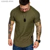 Homens camisetas primavera e verão em torno do pescoço magro-ajuste plissado casual manga curta juventude moda base camisa masculina esportes rotador manga t240105