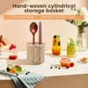 Küche Lagerung Rattan Stäbchen Handgemachte Löffel Organizer Halter Stift Bleistifte Organisation Vase Unterstützung Home Tisch Dekor