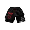 Shorts masculinos Anime Berserk Performance Guts Print Sport Running 2 em 1 Gym Training Summer Workout Sportwear Y2K