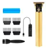 Hair Clippers T Blade Trimmer Kit For Men Home USB Rechargeable With Antiskid Handle Cutting7014963