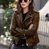 Femmes classique veste en Faux cuir femme Moto Biker vestes automne hiver mince dames marque mince court vêtements d'extérieur 240104