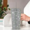  Wasserflaschen 500 ml Strohbecher Funkelnder Strass Isolierter Becher 304 Edelstahl zum Wandern Klettern Camping