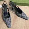 Designer High Heels Kvinnor Sandal Slingbacks Läder Formella skor Square Toe Ankel Atrap Ladies Stiletto Pumps Sandaler