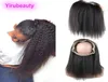 Kinky Straight 360 Lace Frontal Peruvian Human Hair 1024inch Frontals Baby Hair Nonprocessed Closure8570256