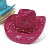 Berretti in tessuto rosa cappello da cowboy occidentale cavo per uomo donna estate all'aperto cowgirl spiaggia sole paglia Sombrero Hombre