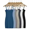 Casual jurken Dames Mini-slipjurk met bandjes in rib 14 kleuren