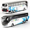 prodotto Alta qualità 1/32 lega pull back bus modello alta imitazione Doppio bus turistico flash veicolo giocattolo 240104