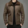 Fallwinter Men's Suede Jacket Plus Velvet Man Lapel förtjockad värme Fashion Boutique Faux Leather OutterLarge Size Men Pu Coat 240105