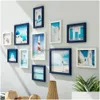 Dekorativa föremål Figurer 11 stycken Set Po Frame American Living Room Wall Combination Hanging Picture Restaurant Wood Home D Dhpzr