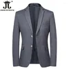 Erkek Suit 2024 Moda Butik Koyu Ekose Günlük İş Takımı Ceket Damat Gelinlik resmi blazer erkek mavi gri siyah