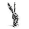 Rzeźba z żywicy sztuczna rzeźba dla zwierząt po drodze czarno-biała królicza głowa ręcznie malowana graffiti figurki dekoracyjne 240105