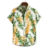 Camicie casual da uomo Stampa 3D Piante Foglie Grafica per uomo Donna Camicia da spiaggia hawaiana Manica corta Streetwear Camicetta con risvolto Top Abbigliamento