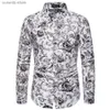 Mäns casual skjortor Mens Long Sleeve Hawaiian skjorta Summer Casual Floral Shirts For Men ML02 T240105