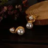 Studörhängen enkel oregelbunden imitation pärlstänger guld färg rostfritt stål öronkvinna syster trendiga smycken