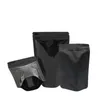 Sacs debout noirs 85x13cm, sac d'emballage en aluminium, 100 pièces/lot, fermeture éclair, emballage de grains de café, pochette en Mylar, sacs à fermeture éclair Uedll