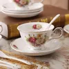 European Ceramic Coffee Cups And Saucers Light Luxury Afternoon Tea Drinkware Home Breakfast Milk Snack Plates 240104