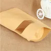 100 pcs joint de sac en papier kraft avec doublure en papier d'aluminium debout pochette emballage faveur sacs de stockage de nourriture en gros pour cadeau thé aux noix Pxnsw