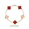 Pulseras de trébol Pulsera de diseñador para mujer Versión alta Lucky Grass Cinco flores Mujer Rosa Dorado Rojo Fritillaria Temperamento simple con caja