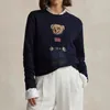 2024 Yeni Kadın Sweaters Karikatür Rl Bear Kadın Kış Giyim Moda Uzun Kollu Örme Külkü% 100 Pamuk Juster Yumuşak Moschino