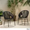 Camp Furniture Outdoor Modern Faux Rattan Club Chair Set of 2 Black Garden Patio Simple