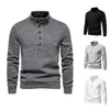 Männer Pullover Warm Stehkragen Pullover Männer Stricken Rollkragen Taste Unten Herbst Winter Einfarbig Lange Für Casual