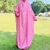 Etnisk kläder bön abaya med integrerad slöja tryckt hijab klänning huva muslimska kvinnor islamiska jilbab en bit ramadan outfit dubai