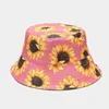 Beret Bucket Hat Kobiety Summer Sun Beach Słoneflower Reversible Dreyble Męs