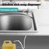 Seifenspender für Küchenspüle, schwarzer ABS-Spender für Reinigungsmittel, Flüssigkeit, Lotion, Edelstahl, 240105