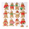 Christmas Decorations 6/12Pcs Decoration Gingerbread Man Tree Ornaments Hanging Pendant Xmas Cute Funny Kid Gift Navidad Decor Drop Dhezc