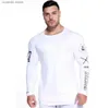 T-shirts pour hommes Fitness Training Base à manches longues Chemise Top Respirant Élastique Moire Wicking Sweat Séchage rapide Serré Séchage rapide T240105